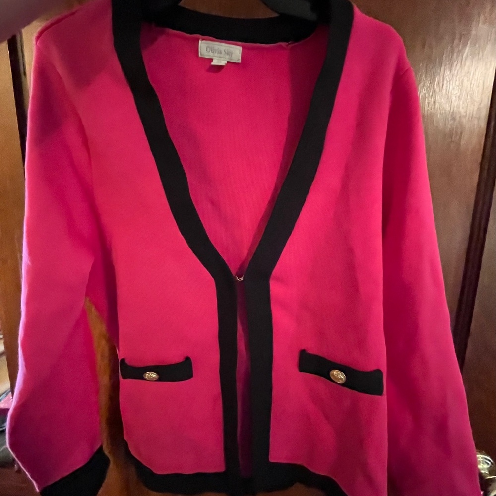 XL Olivia Sky NWT hot pink and black cardigan